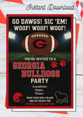 Georgia Bulldogs Party Invitation: Football