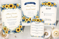 Sunflower & Navy Wedding Invitation Set