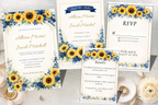 Sunflower & Navy Wedding Invitation Set