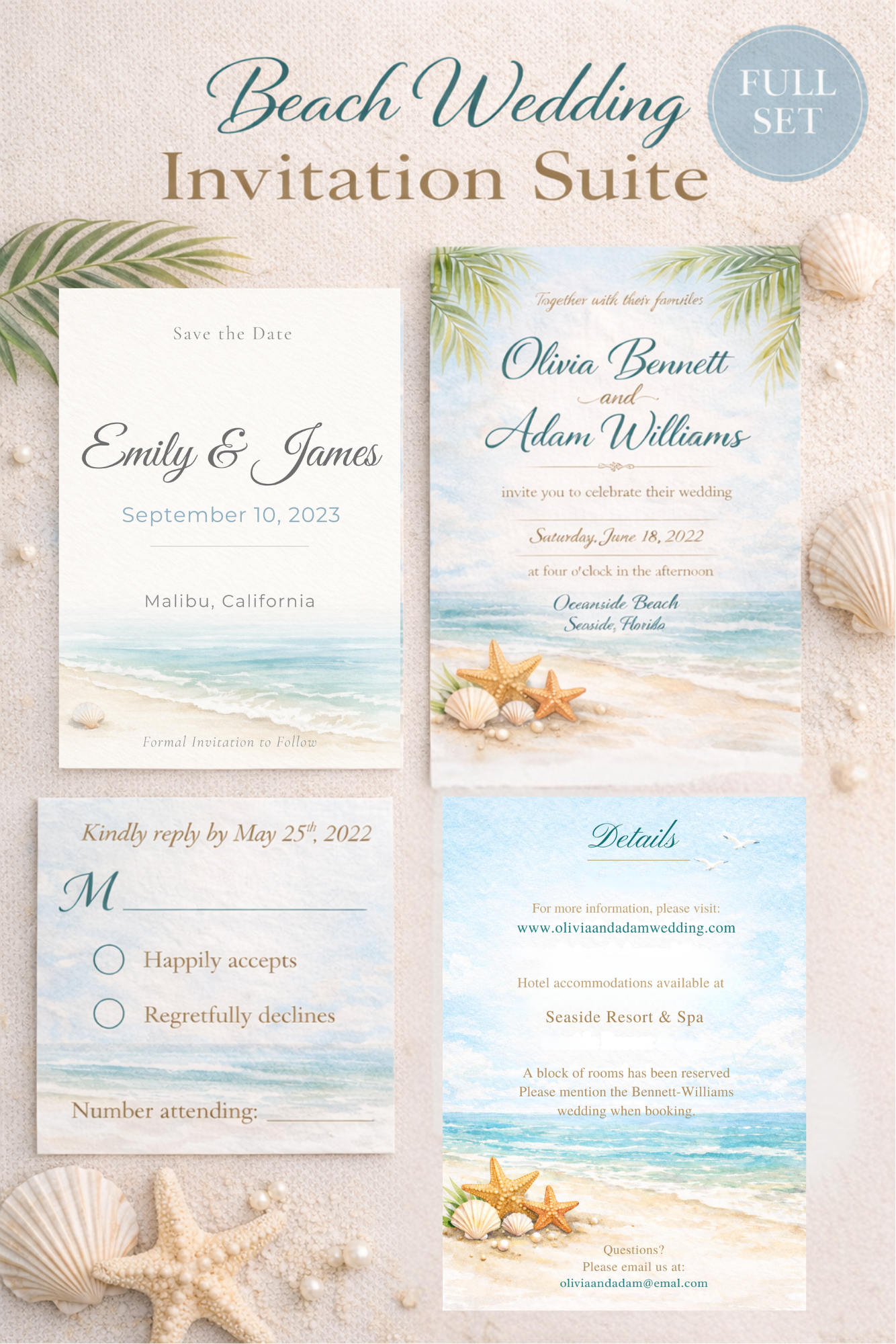 Beach Wedding Invitation Set