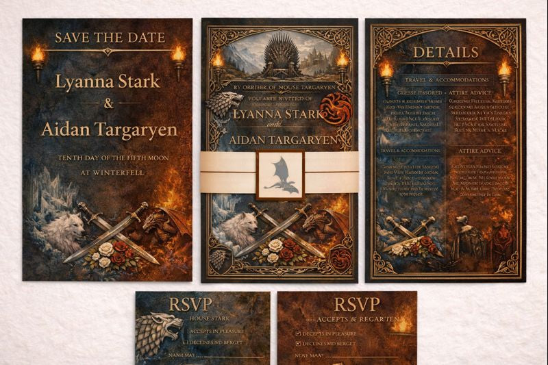 Game of Thrones Inspired Wedding Invitation Set