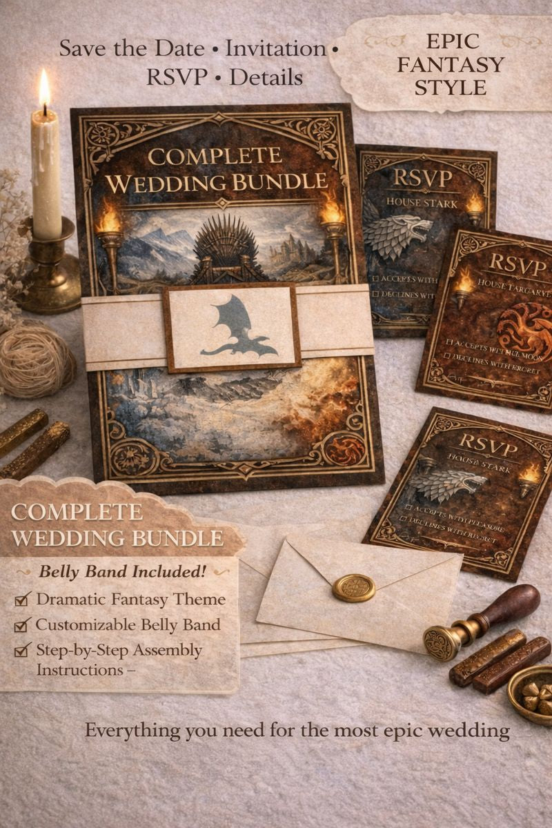 Game of Thrones Inspired Wedding Invitation Set