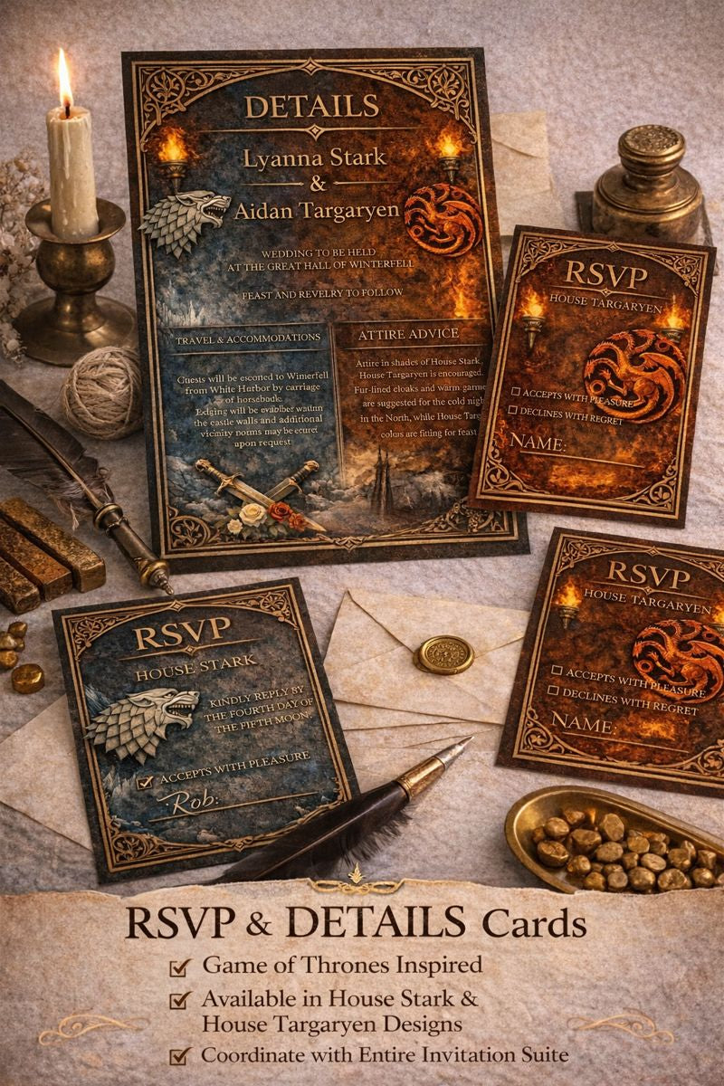 Game of Thrones Inspired Wedding Invitation Set