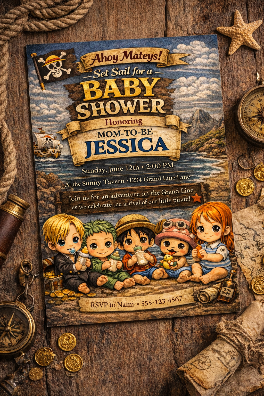 One Piece Inspired Baby Shower Invitation