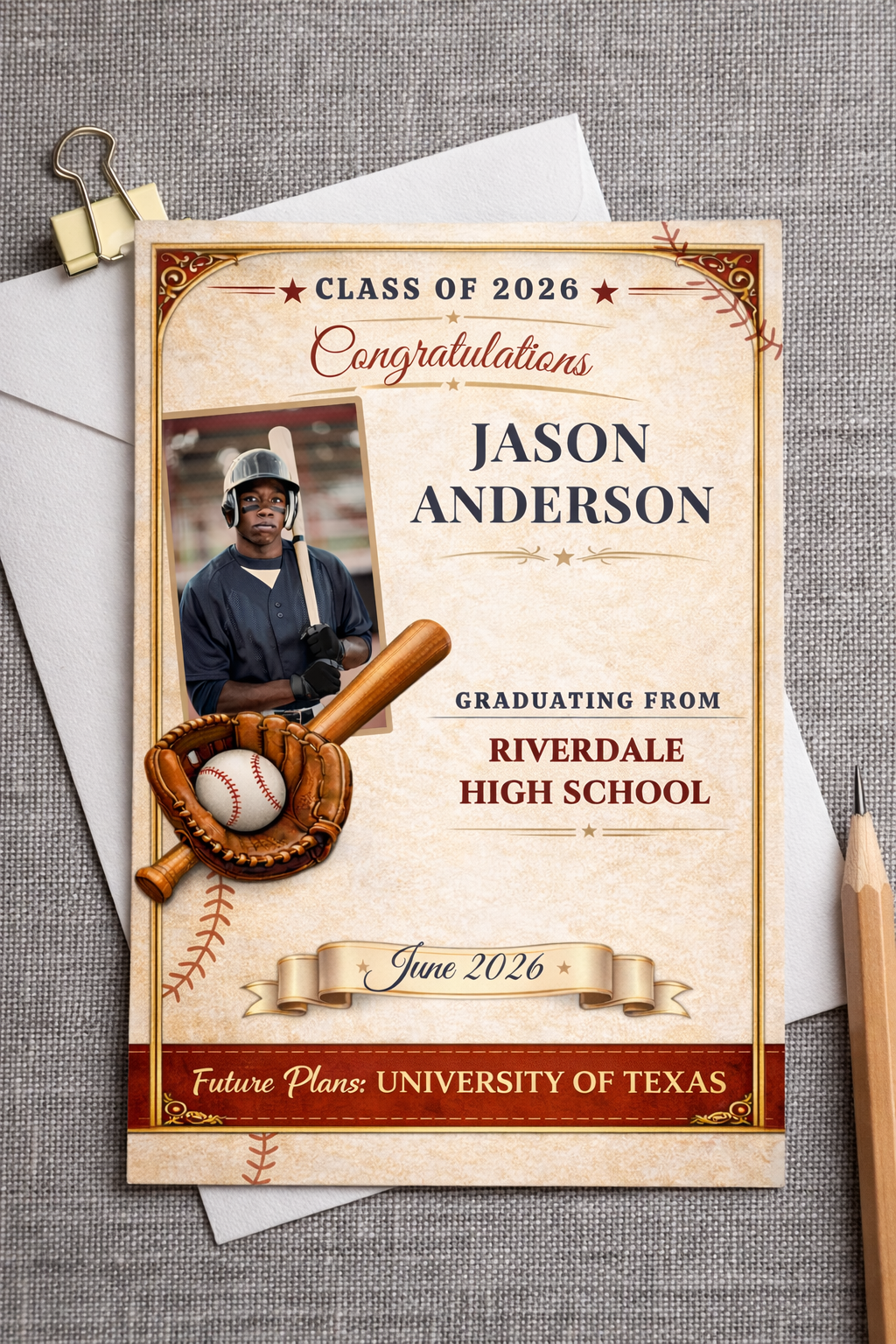 Baseball Graduation Announcement
