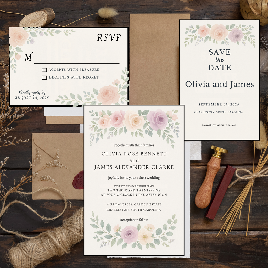 Floral Watercolor Wedding Set