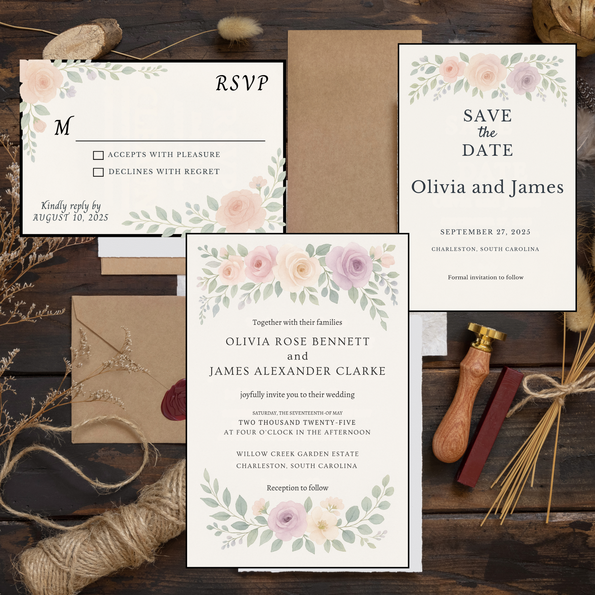 Floral Watercolor Wedding Set