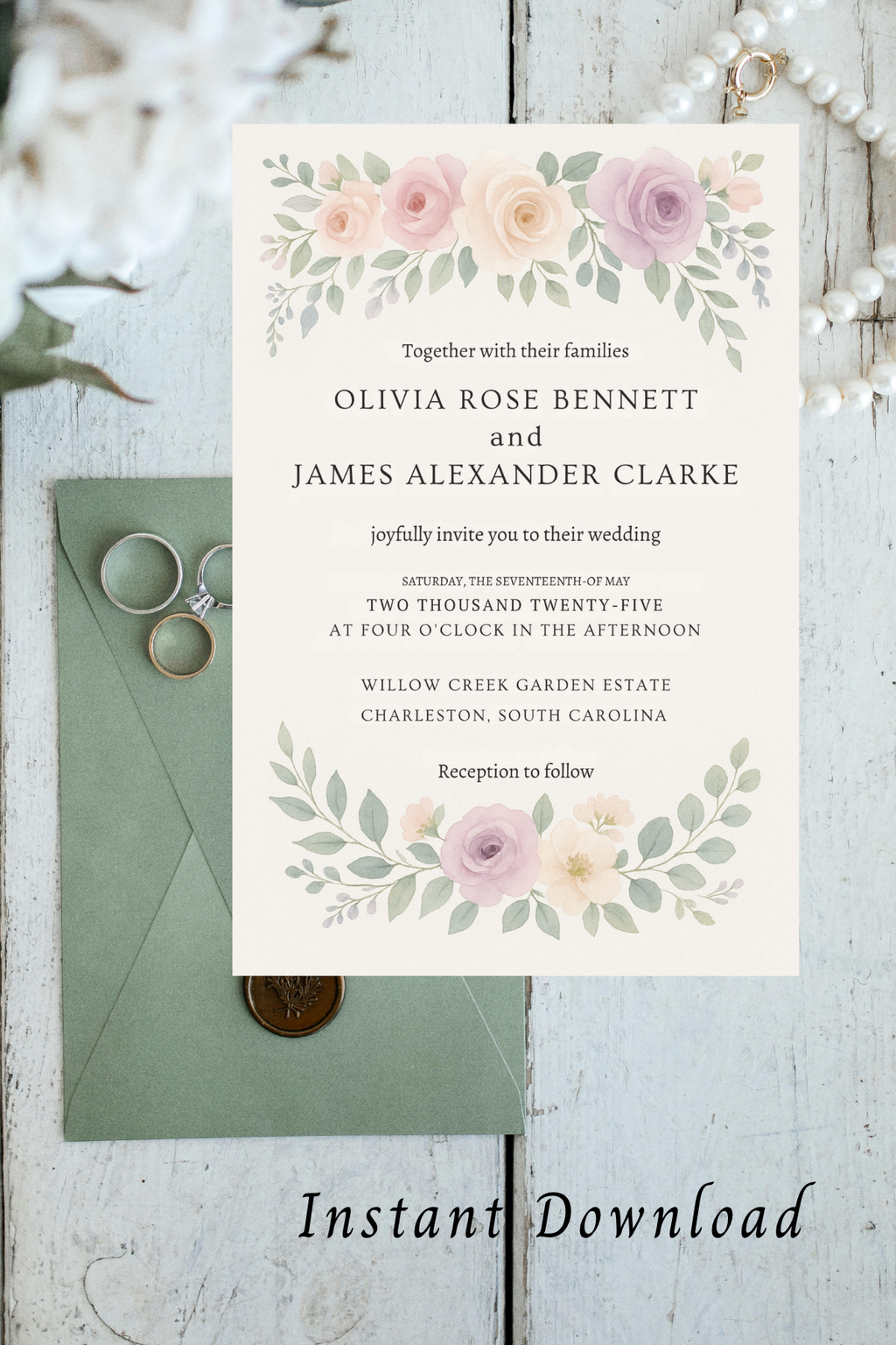 Floral Watercolor Wedding Set