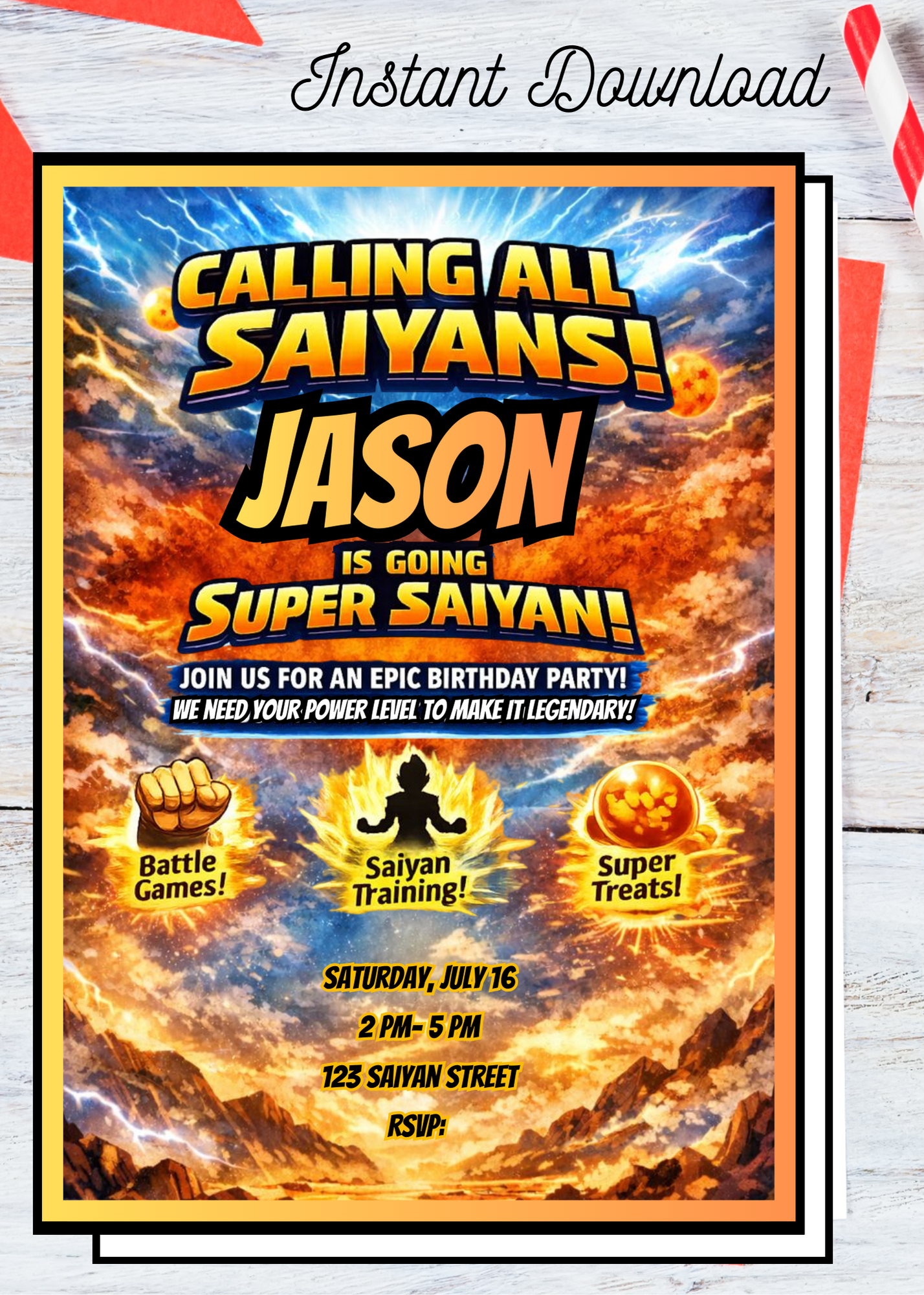 Dragon Ball Z Inspired Party Invitation