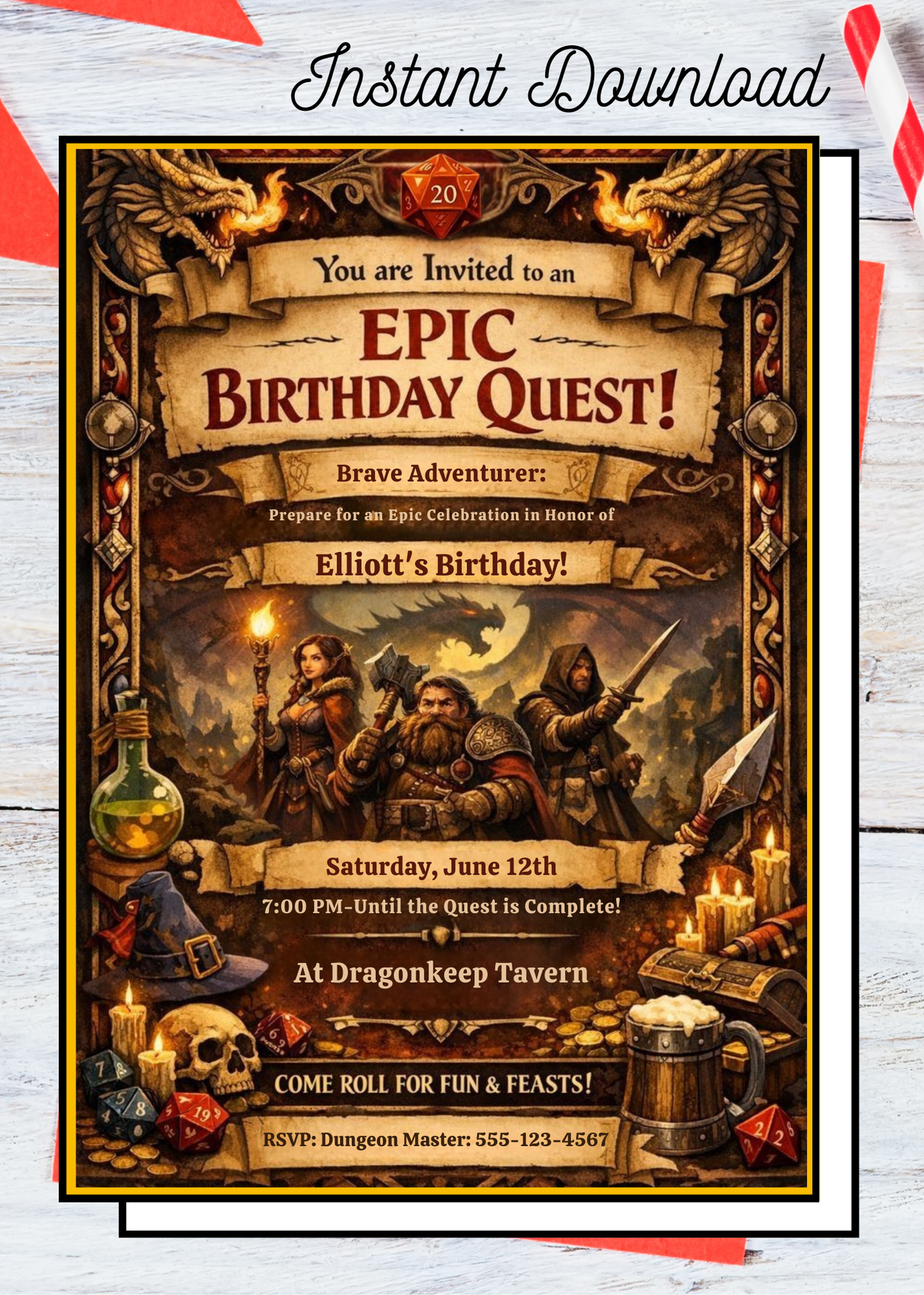 Dungeons & Dragons Birthday Invitation