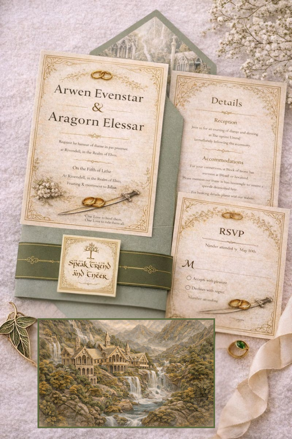 Lord of the Rings Wedding Invitation Set