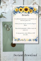 Sunflower & Navy Wedding Invitation Set