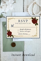 Navy Blue & Gold Wedding Invitation