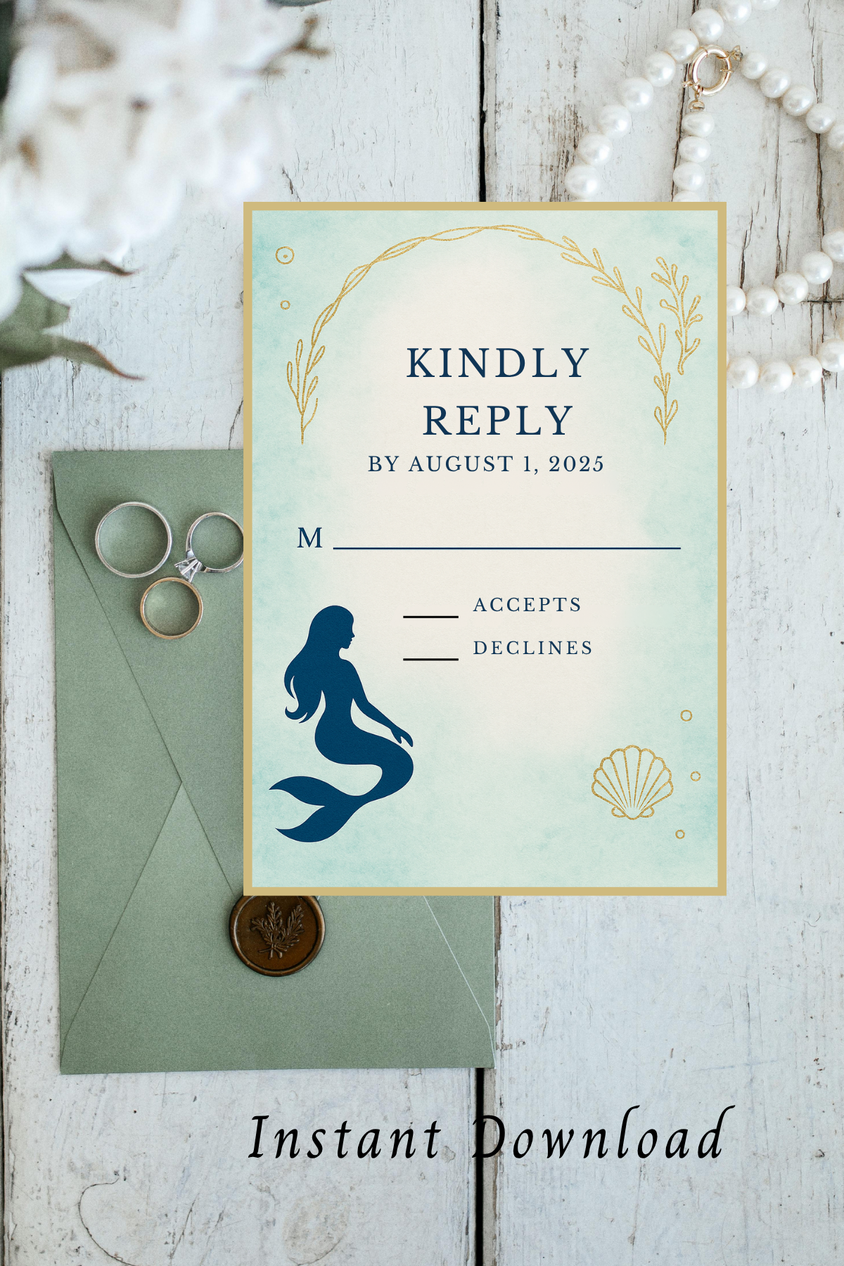 Little Mermaid Wedding Invitation Set