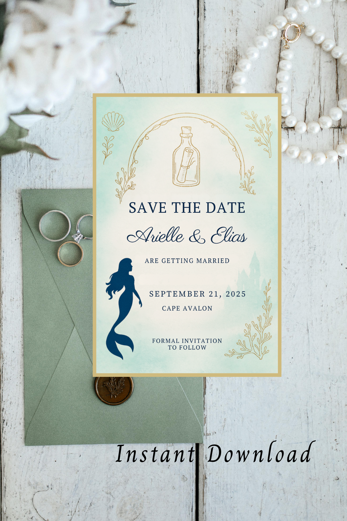 Little Mermaid Wedding Invitation Set