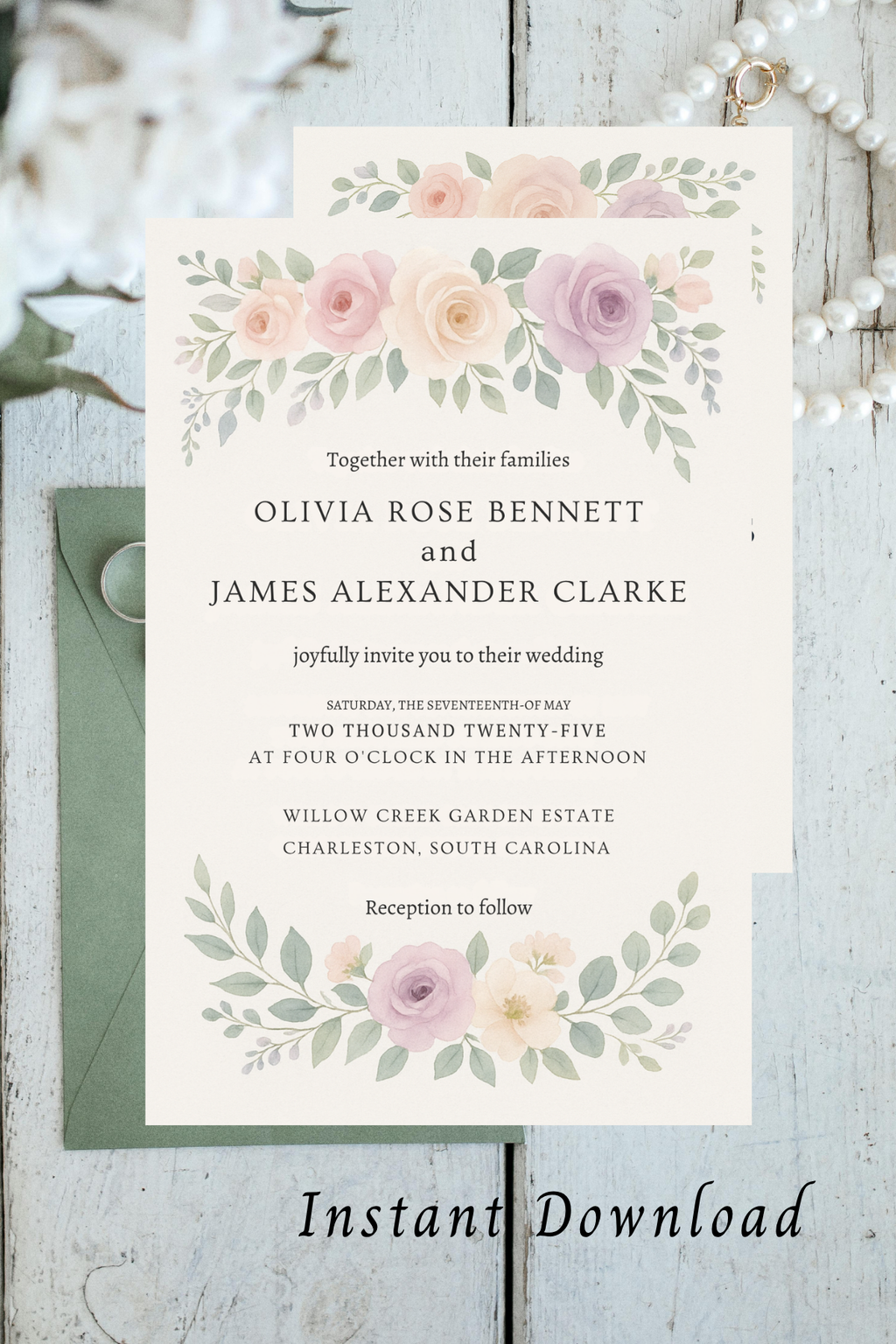 Floral Watercolor Wedding Set